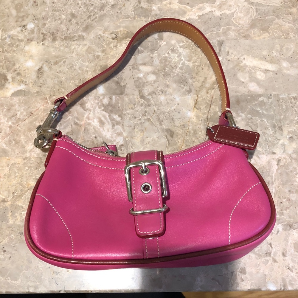 Pink leather coach bag